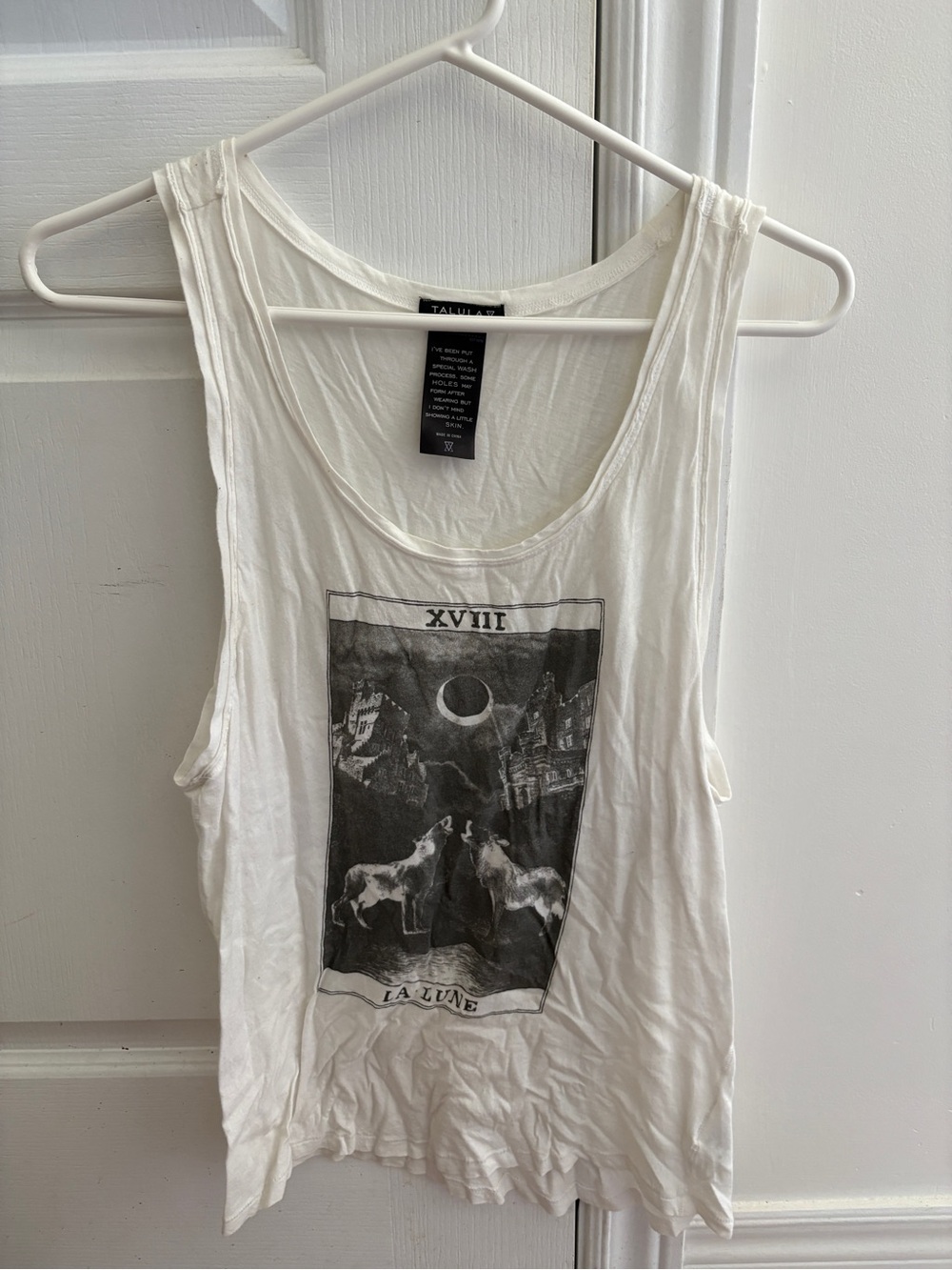 Aritzia Talula White Graphic Tank Top - La Lune Print